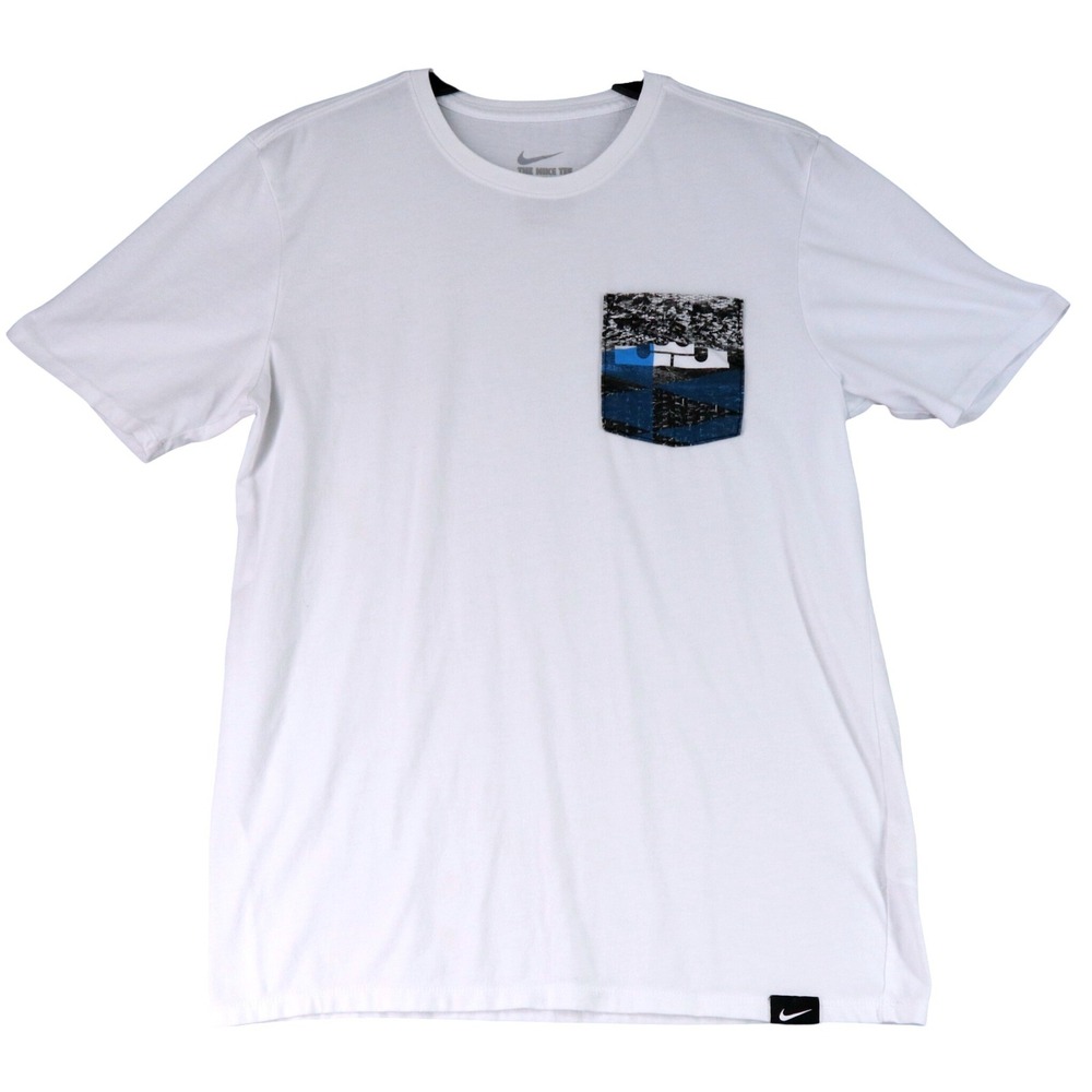 Nike Dri-FIT Pocket T-Shirt Mens M White Patterned Pocket Athletic Training